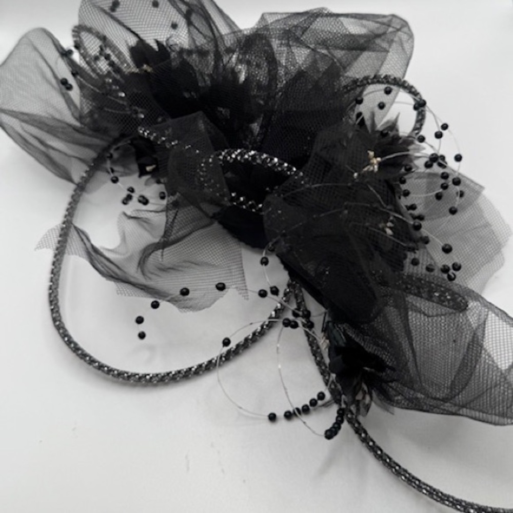 Elegant Black Mesh Hair Fascinator Accessory - Picture 9 of 9